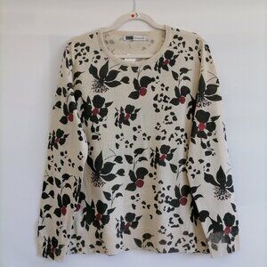 NWT Pepco Womens Cream All Over Floral Print Knitted Pullover Sweater Size XL